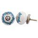 White Turquoise Floral Painted Knob